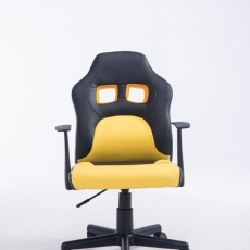 Detská kancelárska stolička Fun, syntetická koža, čierna / žltá - 2
