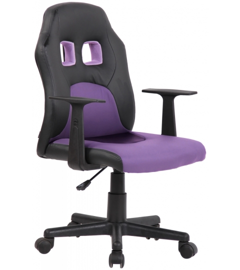 Dětská kancelářská židle Fun, syntetická kůže, černá / fialová