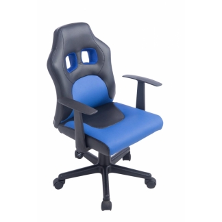 Dětská kancelářská židle Fun, syntetická kůže, černá / modrá