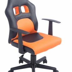 Dětská kancelářská židle Fun, syntetická kůže, černá / oranžová - 1