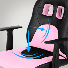 Dětská kancelářská židle Fun, syntetická kůže, černá / růžová - 4