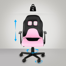 Dětská kancelářská židle Fun, syntetická kůže, černá / růžová - 6