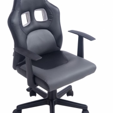 Dětská kancelářská židle Fun, syntetická kůže, černá / šedá - 1
