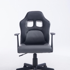 Dětská kancelářská židle Fun, syntetická kůže, černá / šedá - 2