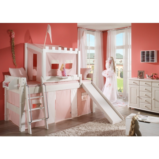 Dětská patrová postel se skluzavkou Růžový hrad - 1