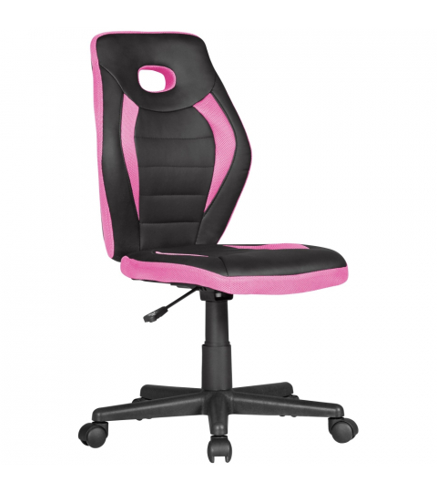 Dětská židle Jurek, syntetický kůže, černá/růžová