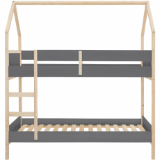 Domčeková detská poschodová posteľ Bob, 223 cm, šedá / prírodná - 3