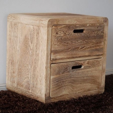 Dřevěný stolek Retro Cube s 2 zásuvkami - 3