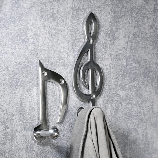 Háčik na šaty hliníkový Music Husľový kľúč, 23 cm - 1