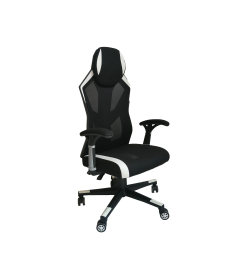 Herní židle Gaming Soft,  textil, černá / bílá