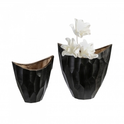 Hliníková váza Lava, 26 cm, čierna/zlatá