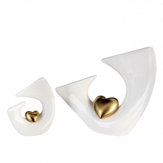 Interiérová dekorace Balance Heart, 31 cm, bílá/zlatá - 1