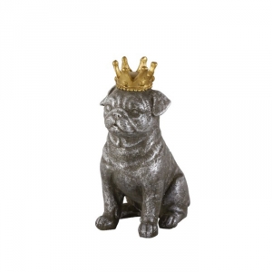 Interiérová dekorace Crown Dog sitting, 15 cm, beton