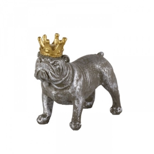 Interiérová dekorace Crown Dog standing, 15,5 cm, beton