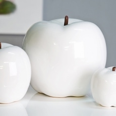 Interiérová dekorácia Jablko, 18 cm biela - 2