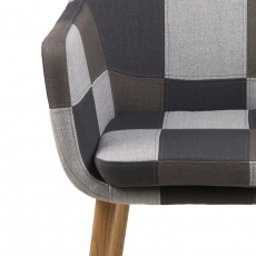 Konferenčná / jedálenská stolička s opierkami Marte, patchwork sivá - 4