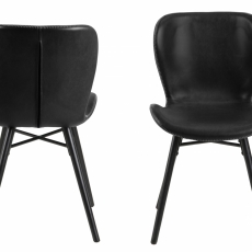 Jedálenská stolička Batilda (SET 2ks), syntetická koža, čierna - 1