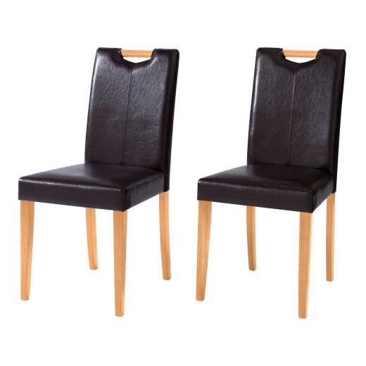 Jedálenská stolička Curt (Súprava 2 ks), tmavohnedá/prírodné drevo - 1