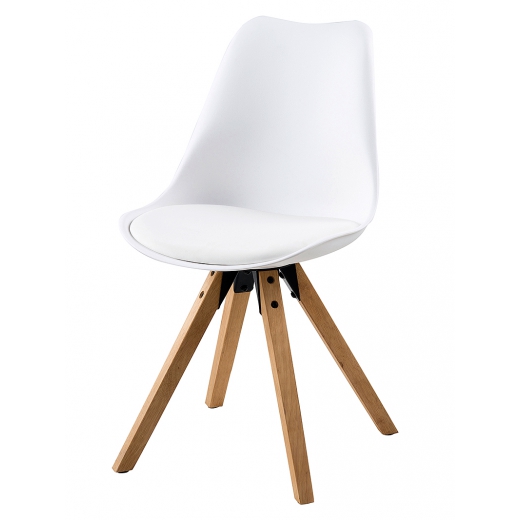 Jedálenská stolička Damian (Súprava 2 ks), drevo/biela - 1