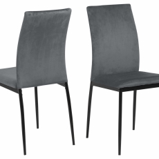 Jedálenská stolička Demina (SET 4ks), zamat, tmavo šedá - 1