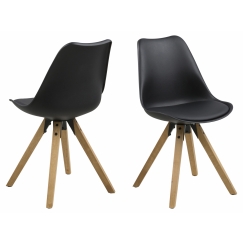 Jedálenská stolička Dima (SET 2ks), syntetická koža, čierna/hnedá