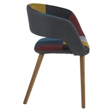 Jedálenská stolička Garry s drevenou podnožou, patchwork - 5