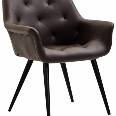 Jedálenská stolička Langford, syntetická koža, hnedá - 1