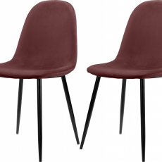 Jedálenská stolička Matcha (SADA 2 ks), zamat, čierna / ružová - 1