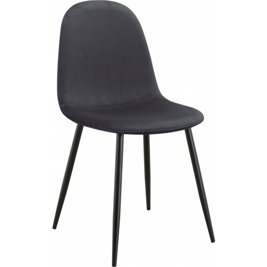 Jedálenská stolička Matcha, zamat, čierna / tmavo šedá - 1