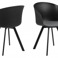 Jedálenská stolička Mona (SET 2ks), tkanina, čierna - 1
