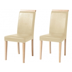 Jedálenská stolička Reve (Súprava 2 ks), krémová/prírodné drevo