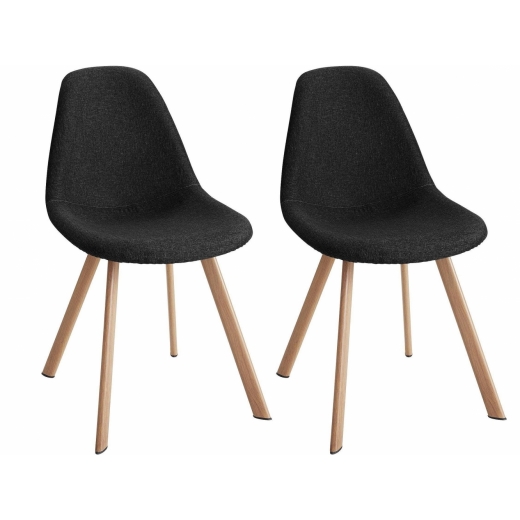 Jedálenská stolička Sary (súprava 2 ks), textil, čierna - 1
