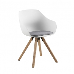 Jedálenská stolička Vilma s drevenou podnožou (SET 2 ks), biela/sivá