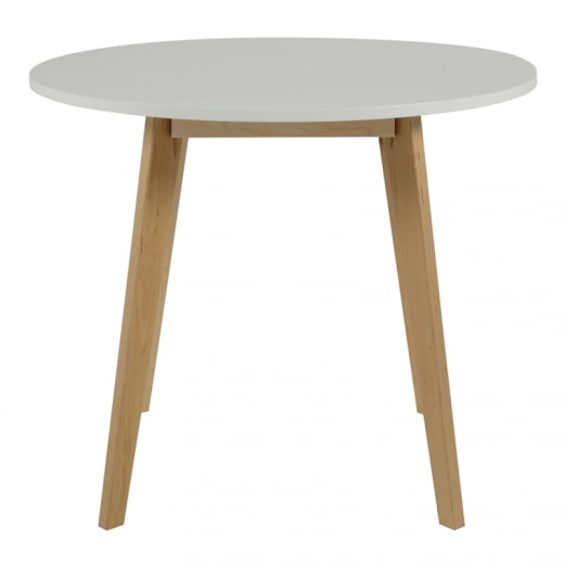 Jedálenský stôl okrúhly Corby, 90 cm breza / biela - 1