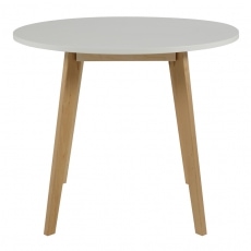 Jedálenský stôl okrúhly Corby, 90 cm breza / biela - 1