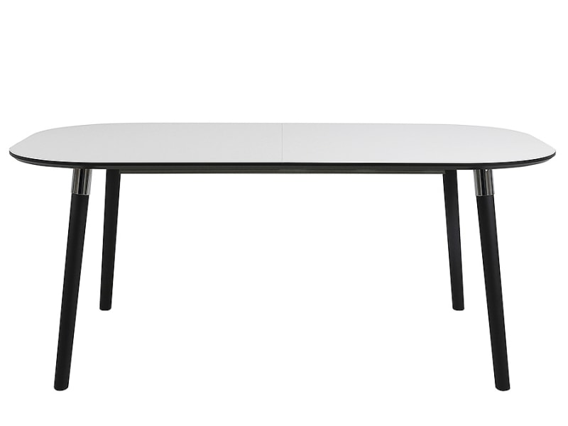 Jedálenský stôl rozkladací Polo, 280 cm, drevené nohy, biela / čierna
