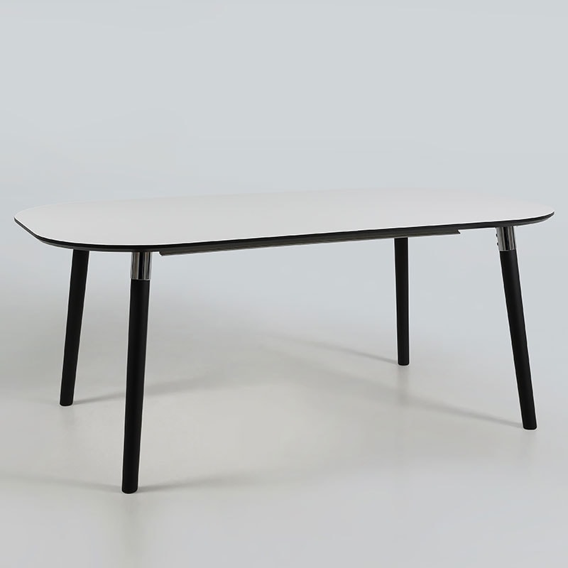 Jedálenský stôl rozkladací Polo, 380 cm, drevené nohy, biela / čierna