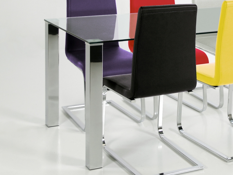 Stôl so sklenenou doskou Canton 90 cm, číre sklo, sklo / chróm