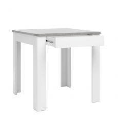 Jedálenský stôl so zásuvkou Solo, 80 cm, betón/biela - 5