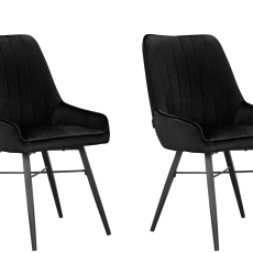 Jídelní židle Akita (SET 2 ks), samet, černá - 1