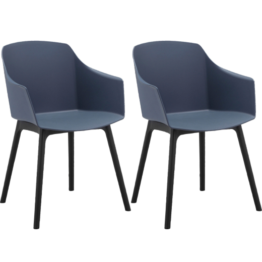 Jídelní židle Bora (SET 2 ks), plast, modrá - 1