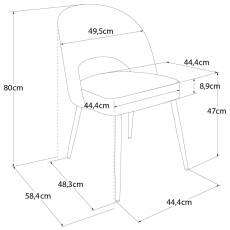 Jídelní židle Chantal, samet, růžová - 2