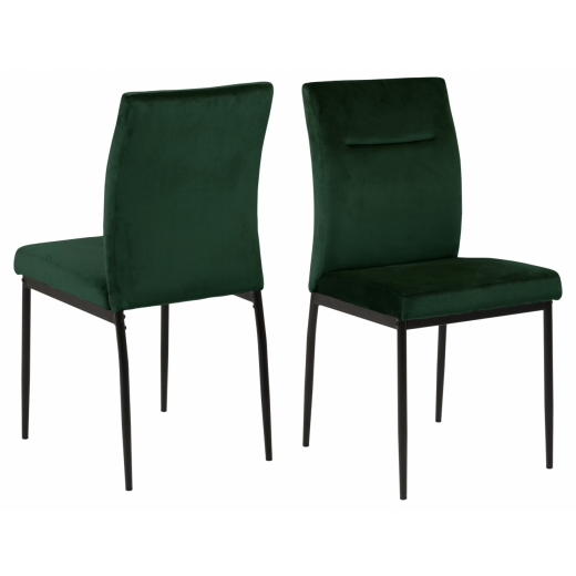 Jídelní židle Demi (SET 2ks), samet, tmavě zelená - 1