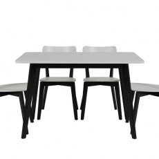 Jídelní židle dřevěná Corby (SET 2 ks) černá / bílá - 3
