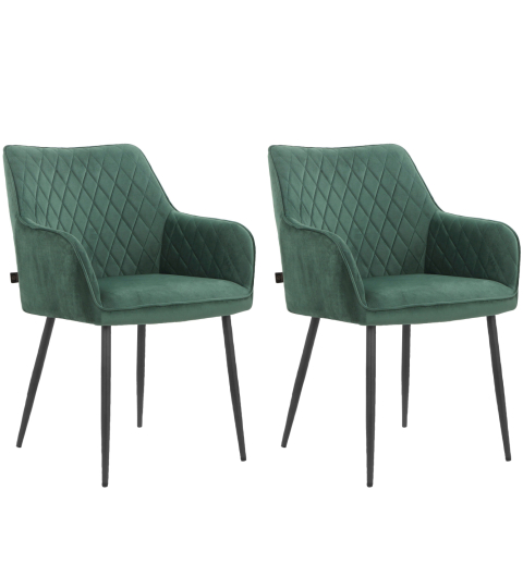 Jídelní židle Elvira (SET 2 ks), samet, zelená