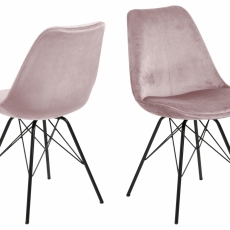 Jídelní židle Eris (SET 2ks), samet, ružová - 1