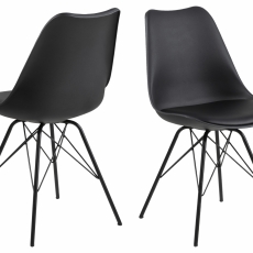 Jídelní židle Eris (SET 2ks), syntetická kůže, černá - 1