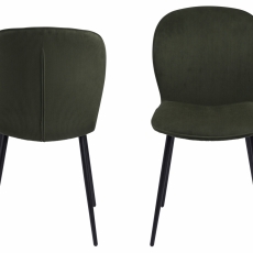Jídelní židle  Evelyn (SET 2ks), samet, tmavě zelená - 5