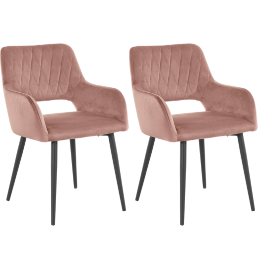 Jídelní židle Franca (SET 2 ks) samet, růžová - 1