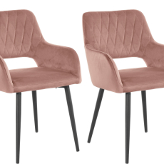Jídelní židle Franca (SET 2 ks) samet, růžová - 1
